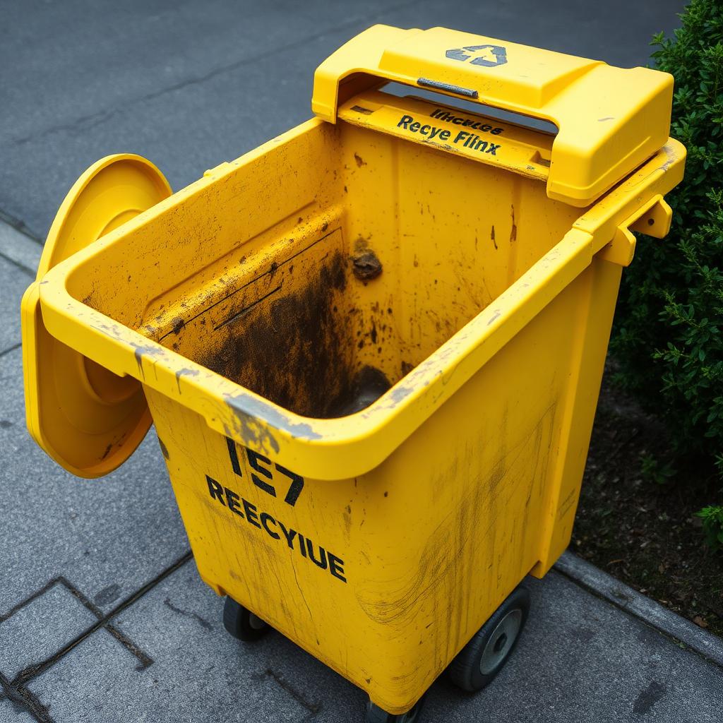 Bac jaune sale avant nettoyage